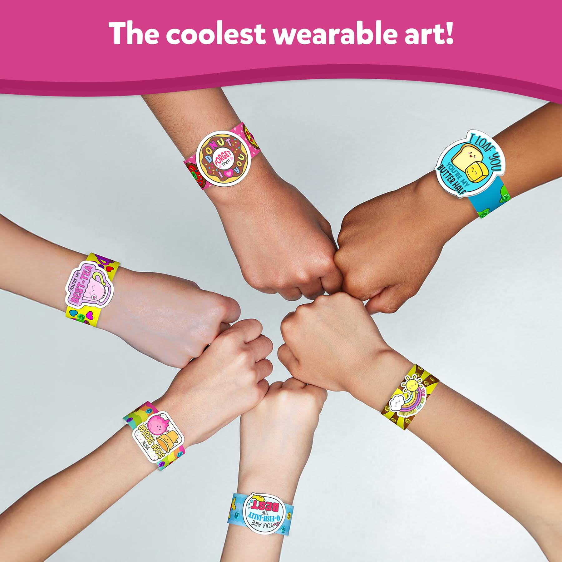 Skillmatics Snap Bandz wearable art example on a finished band