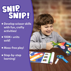 Skillmatics Snip Snip two child-safe scissors provide safe, smooth cutting for little hands.