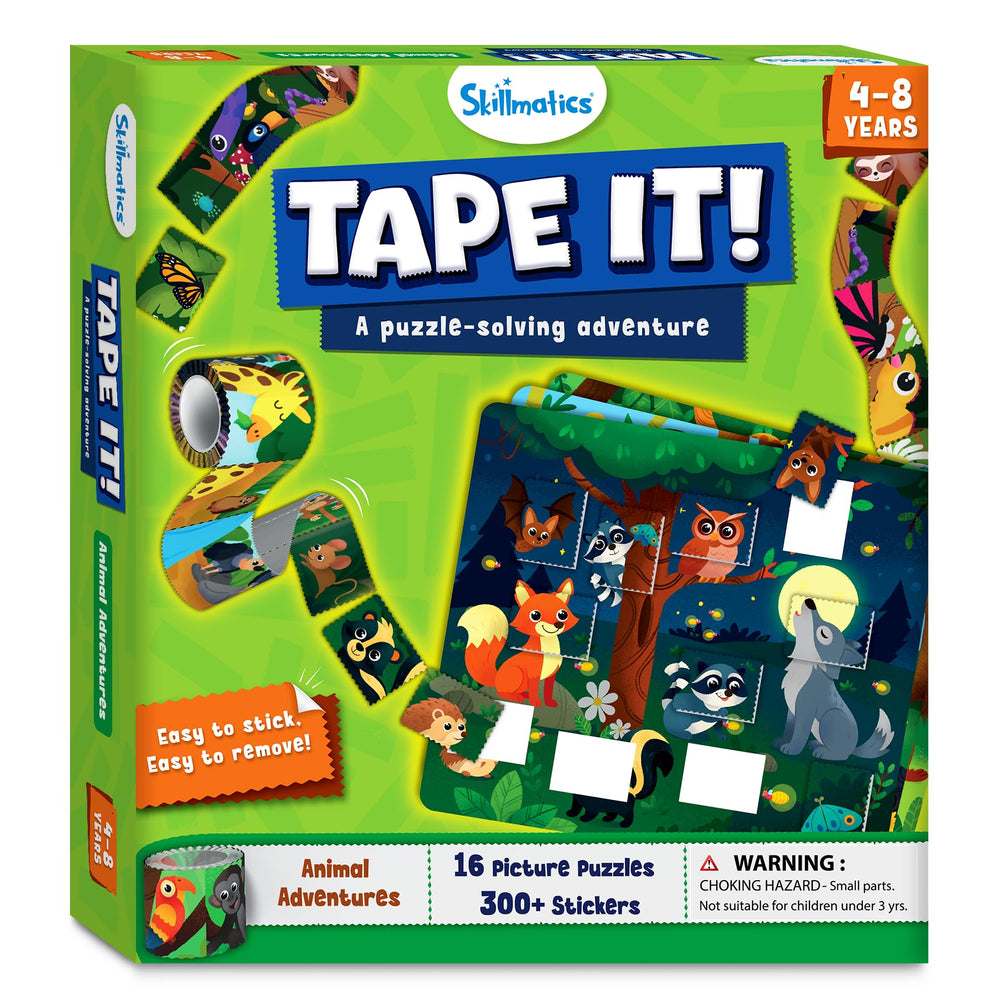 Skillmatics Tape It gift-ready packaging for kids aged 4 to 8.