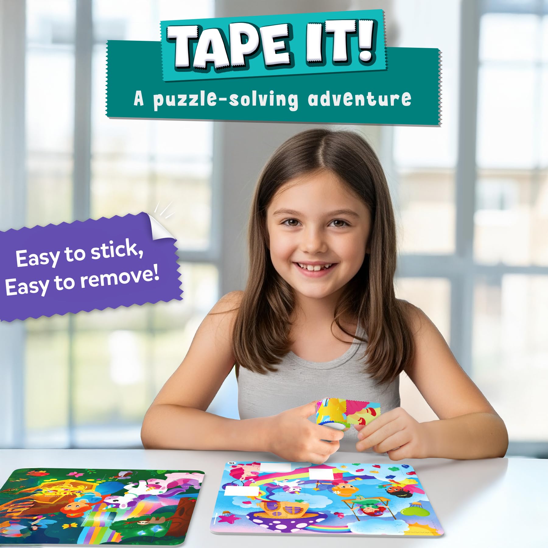 Skillmatics Tape It princess puzzle boards inviting imaginative play and color recognition.