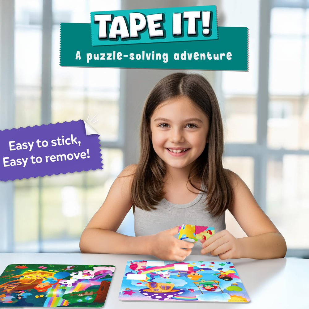 Skillmatics Tape It princess puzzle boards inviting imaginative play and color recognition.