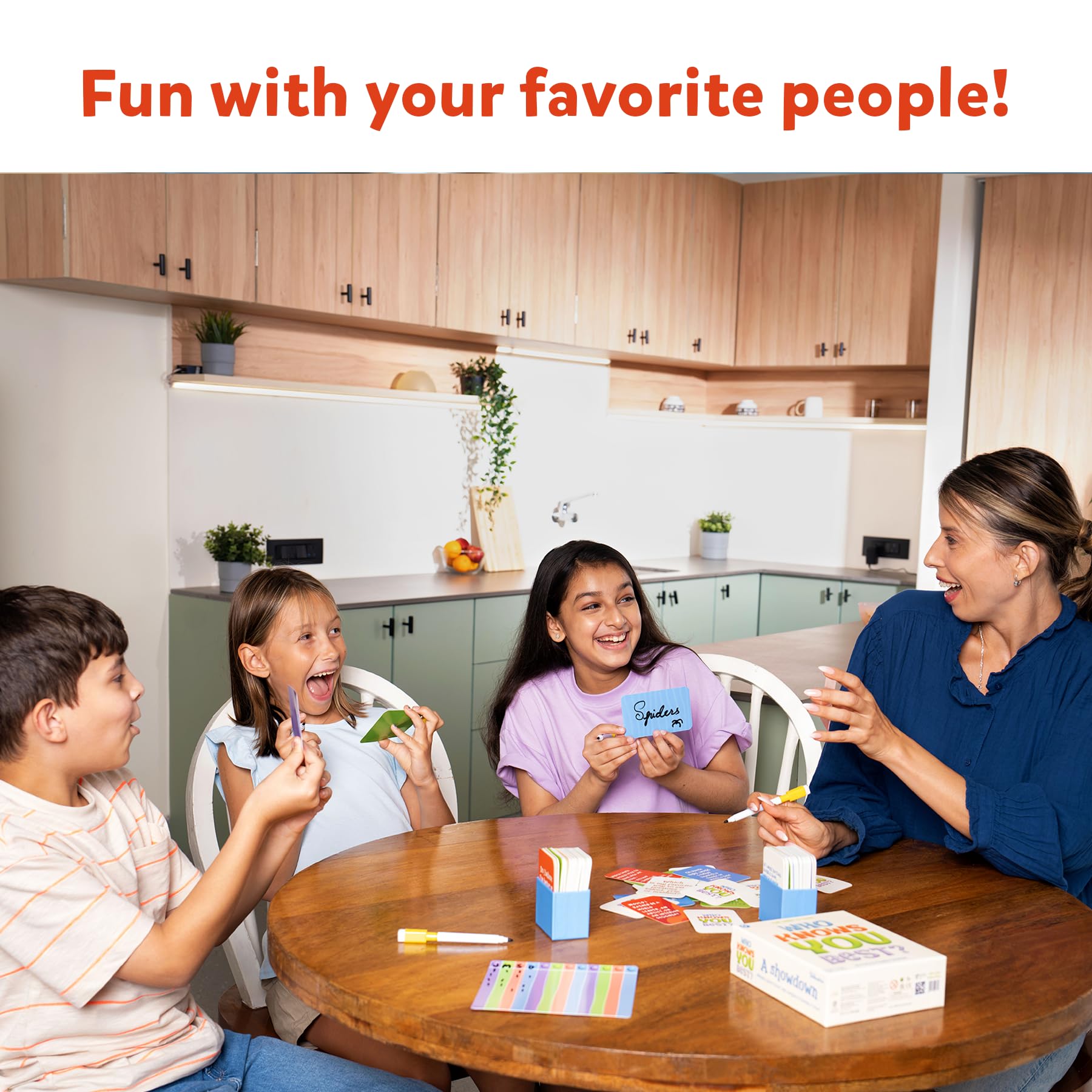 Friends and family playing together around a table with Skillmatics