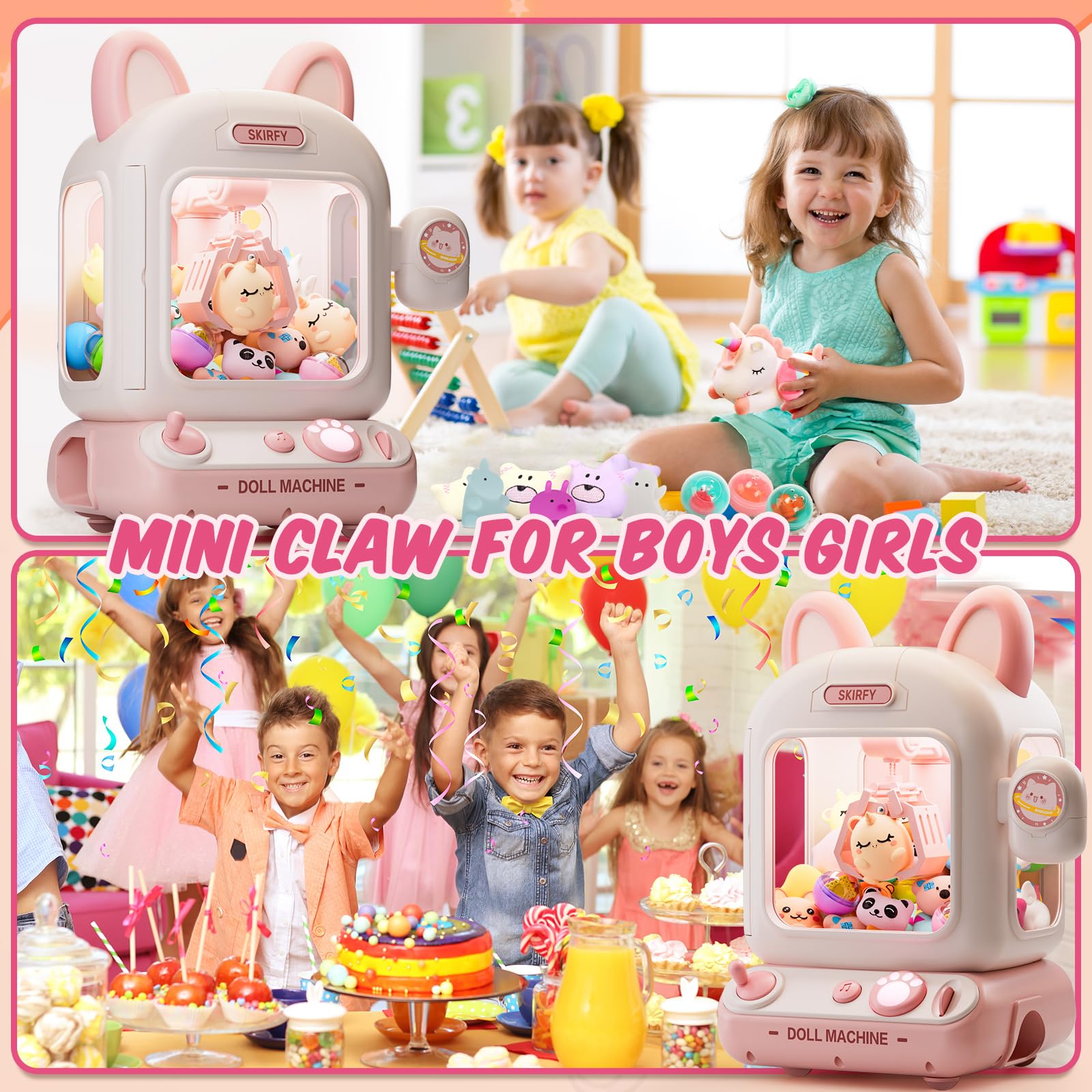 Skirfy detachable rabbit head accessory adds prize variety during play.