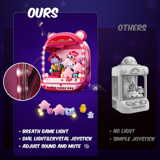 Skirfy Claws Machine crystal joystick and lights boost engagement during game time.