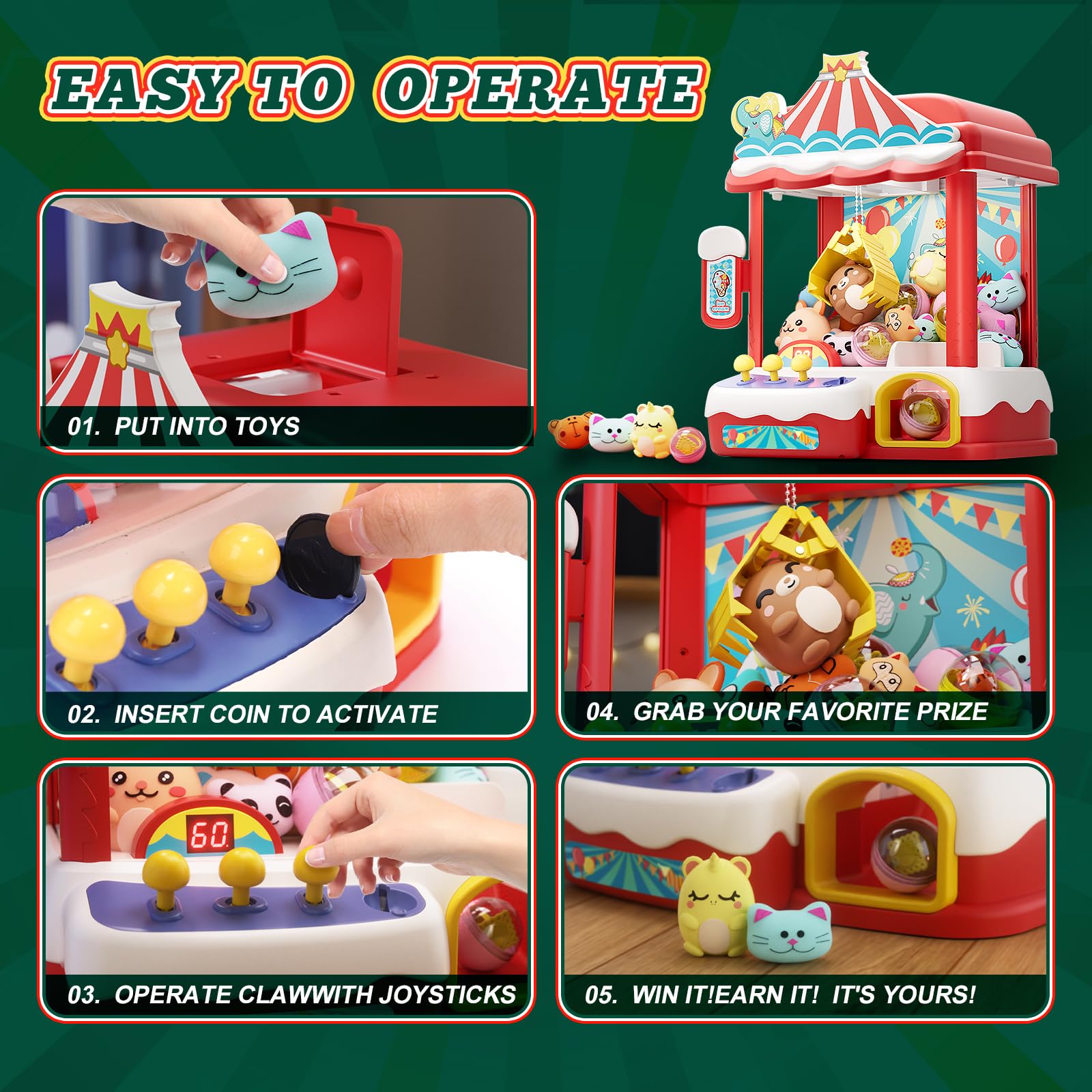 Skirfy claws machine twist eggs ready for prize variety