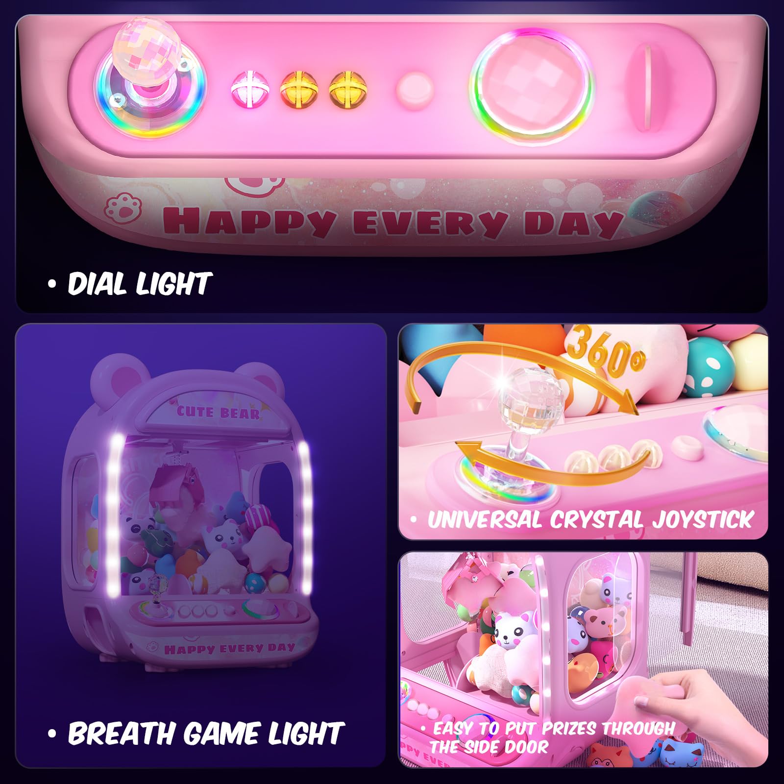 Colorful crystal joystick and breathing light spark curiosity during play