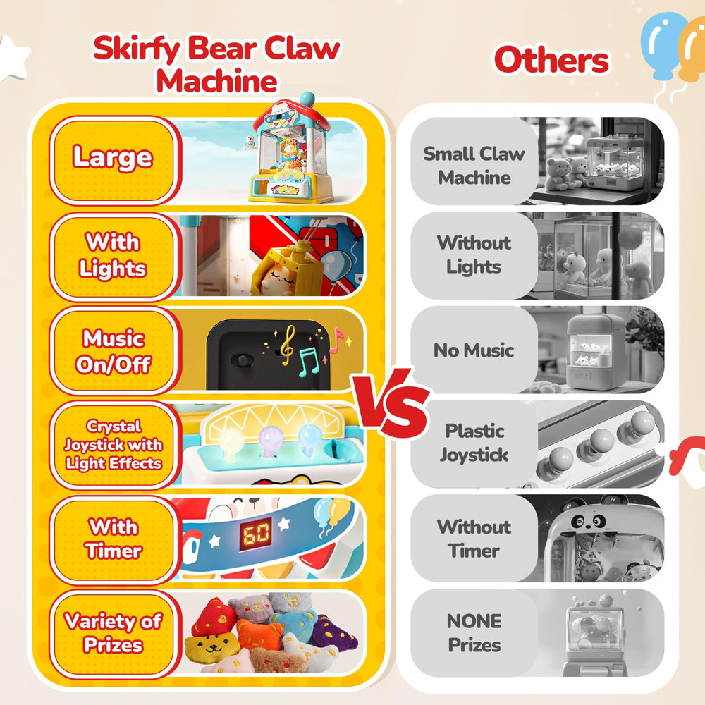 Skirfy kid-friendly ABS plastic claws machine with rounded edges for safe play.