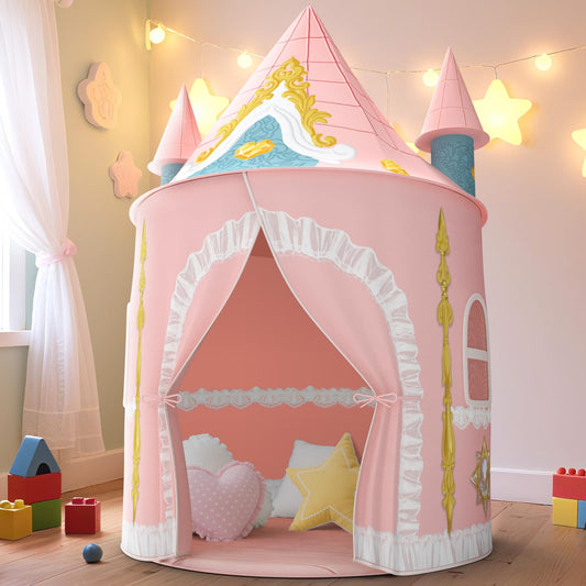Skirfy Kids Play Tent royal castle in bedroom for imaginative play safe space.