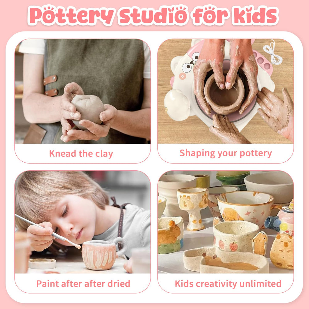 Skirfy clay wheel work to develop fine motor skills.
