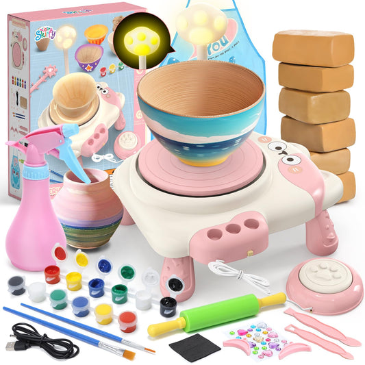 Skirfy Pottery Wheel kit ready for a kid-friendly crafting session.