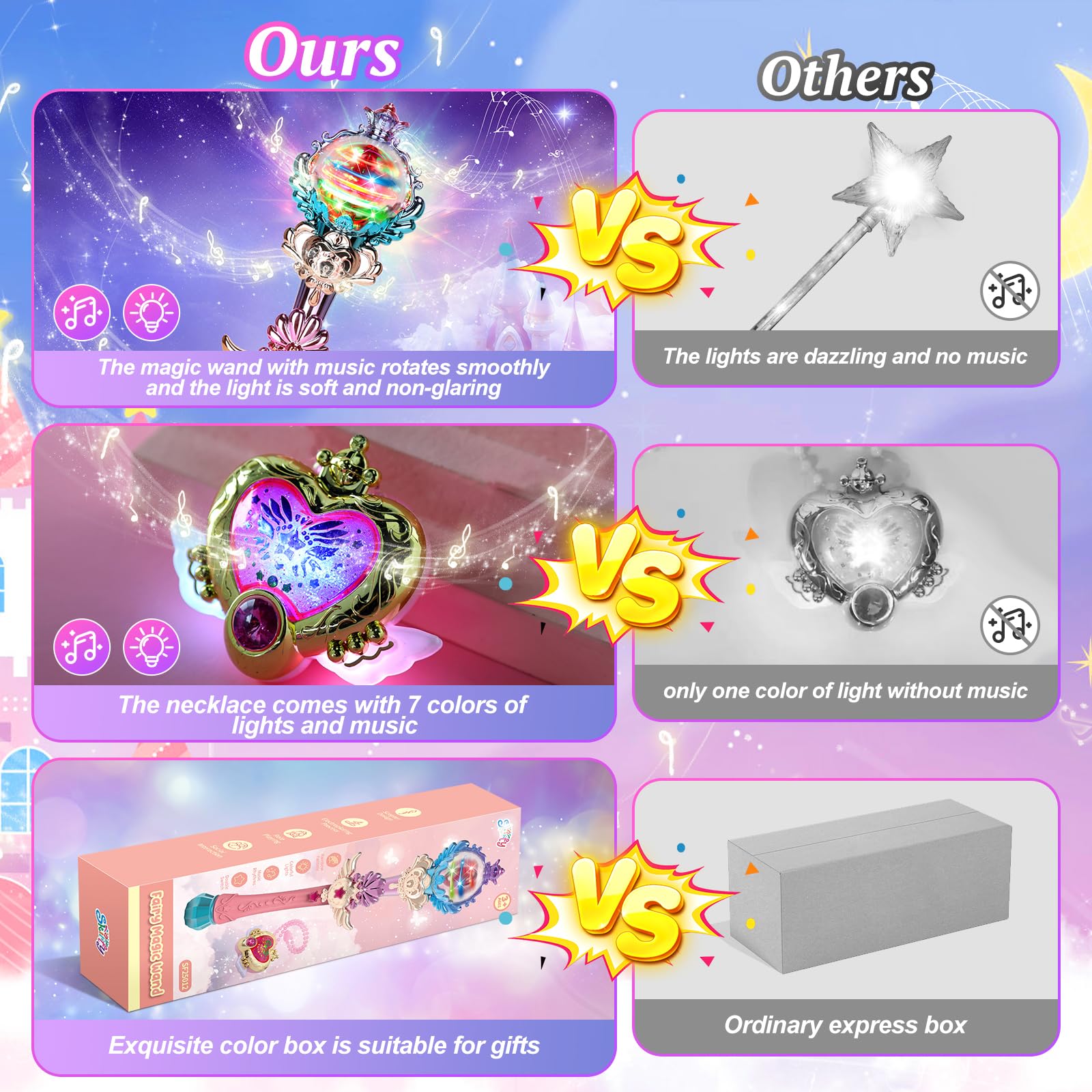 Skirfy Princess Wand one-button control for easy activation of lights