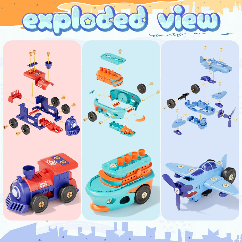 Skirtoy Take-Apart Electric Building Toy race car promotes fine motor practice