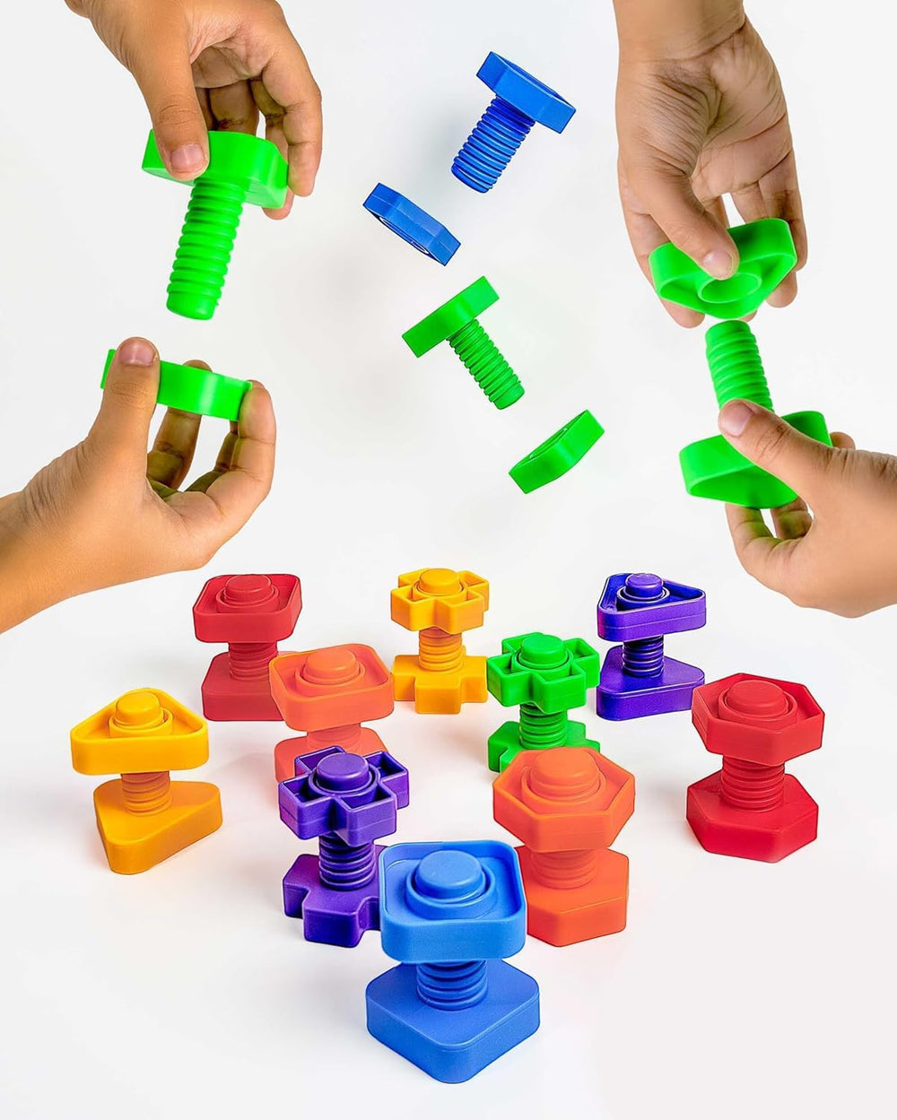 Skoolzy jumbo nuts and bolts table-top play boosts fine motor skills.