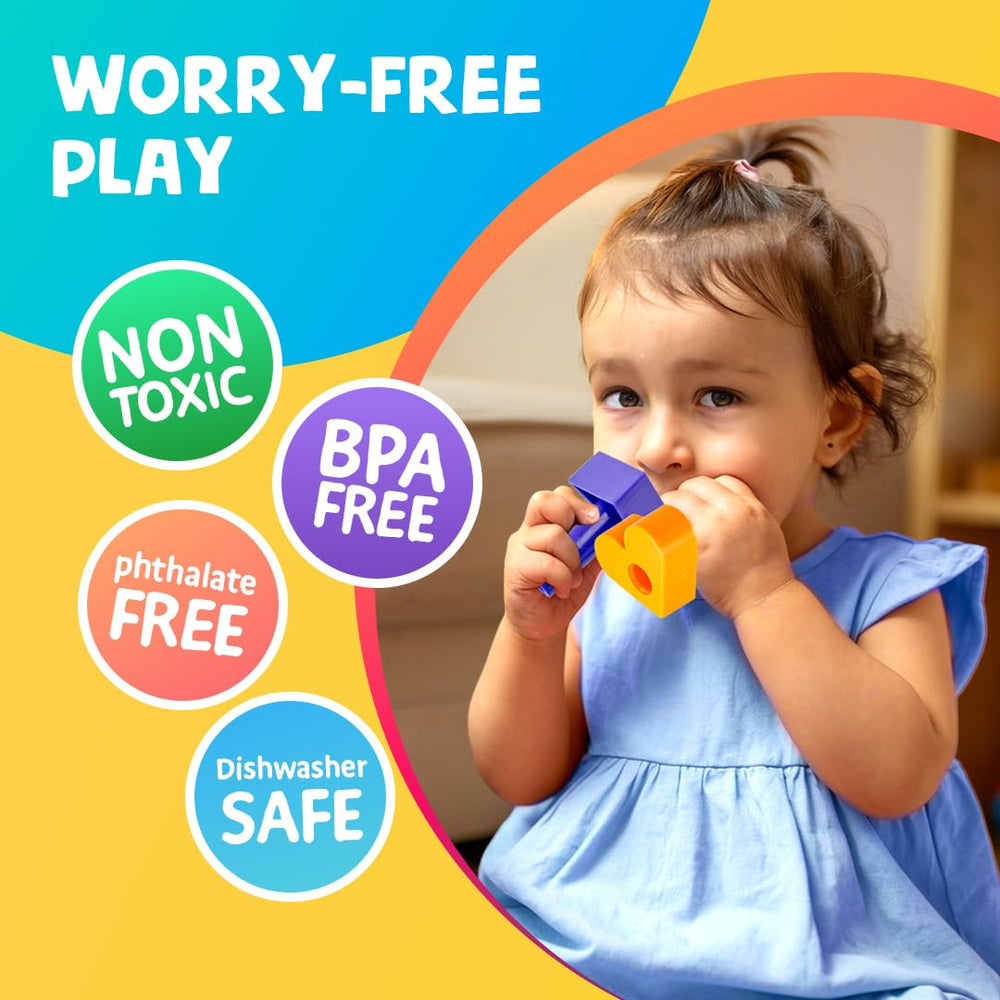 Skoolzy peg board in use by a child fosters independent play and exploration.