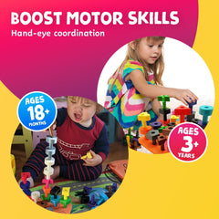 Skoolzy peg colors and shapes help early color recognition and pattern sorting.