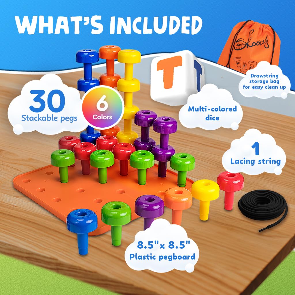 Skoolzy peg board set ideal for hands-on activities without medical claims