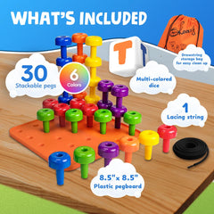 Skoolzy peg board set ideal for hands-on activities without medical claims