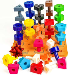 Skoolzy peg board set with foam board and pegs promotes fine motor skills.