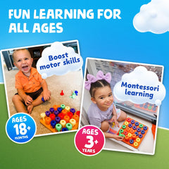 Skoolzy peg board set lacing string supports threading practice and hand-eye coordination