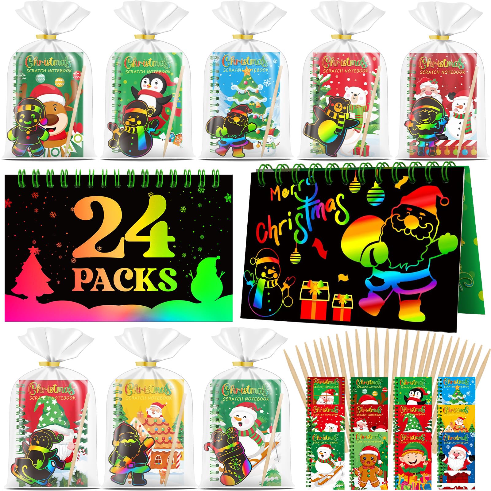 Skrajoi Christmas scratch note pads reveal rainbow colors for creative gift ideas