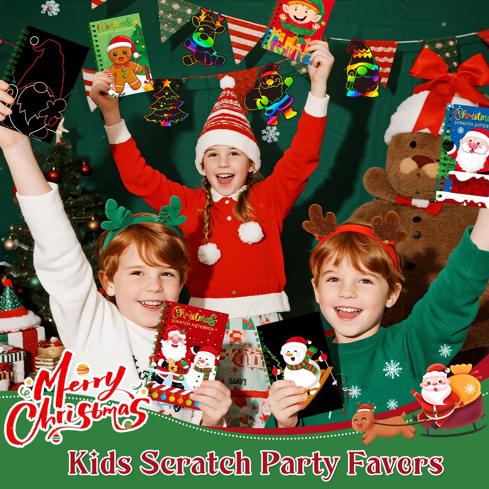 Skrajoi Christmas tree scratch-off cards reveal colorful designs for festive activities