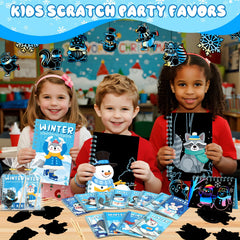 Skrajoi winter tree scratch cards unveil rainbow art to spark festive crafts.