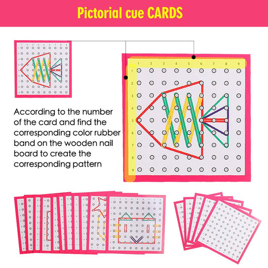 Pattern cards and bands on Skrtuan board stimulate shape recognition