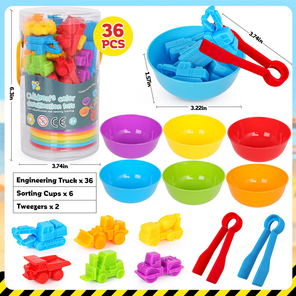 Skrtuan Counting Construction Vehicles – Color Sorting & Fine Motor Ga ...