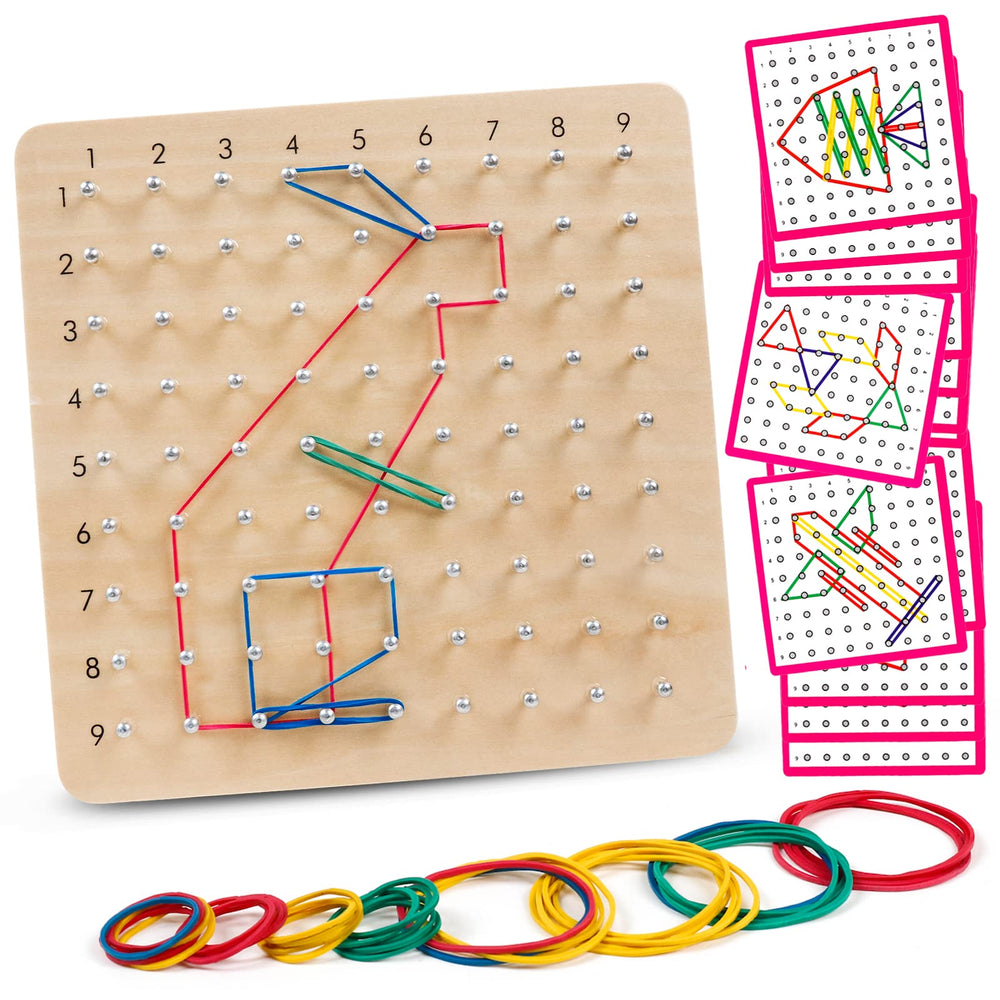 Skrtuan wooden geoboard with nails and bands for hands-on geometry learning