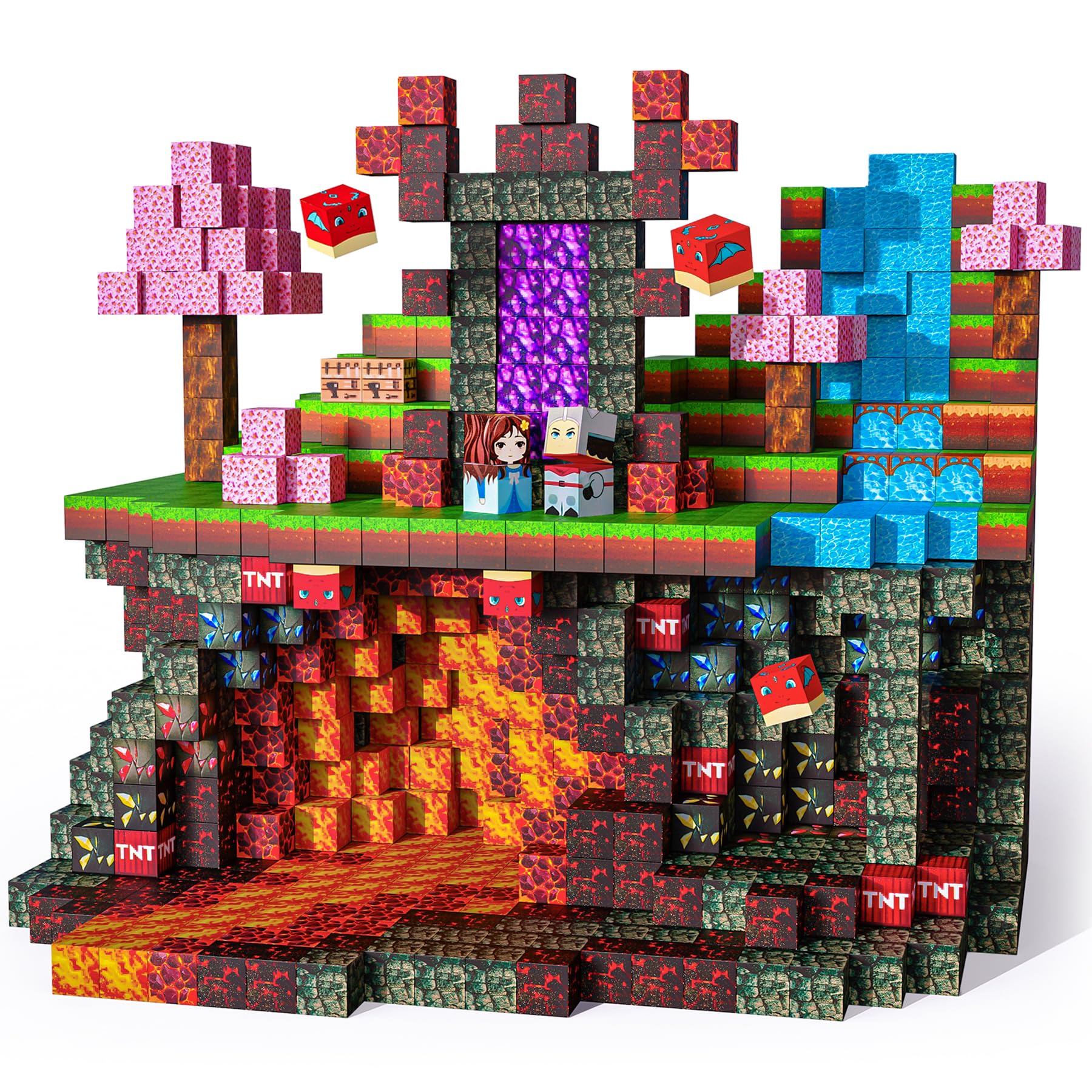 SKTMYY Magnetic Blocks forest world image shows vibrant landscapes inspiring imaginative play and storytelling