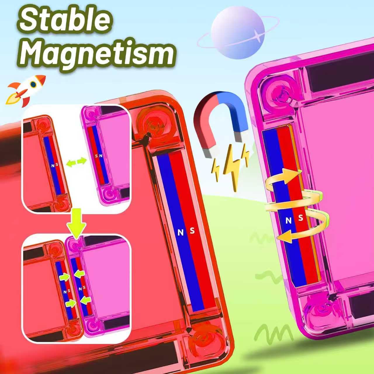 SKTMYY magnetic tiles emphasize safe smooth edges for little hands