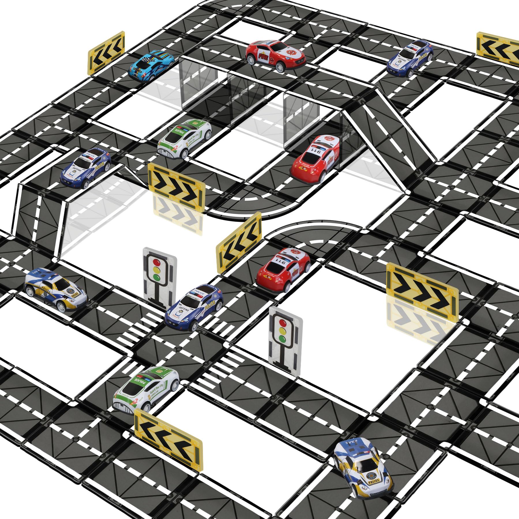 SKTMYY road tiles 32-piece set for creative roadway play and building.