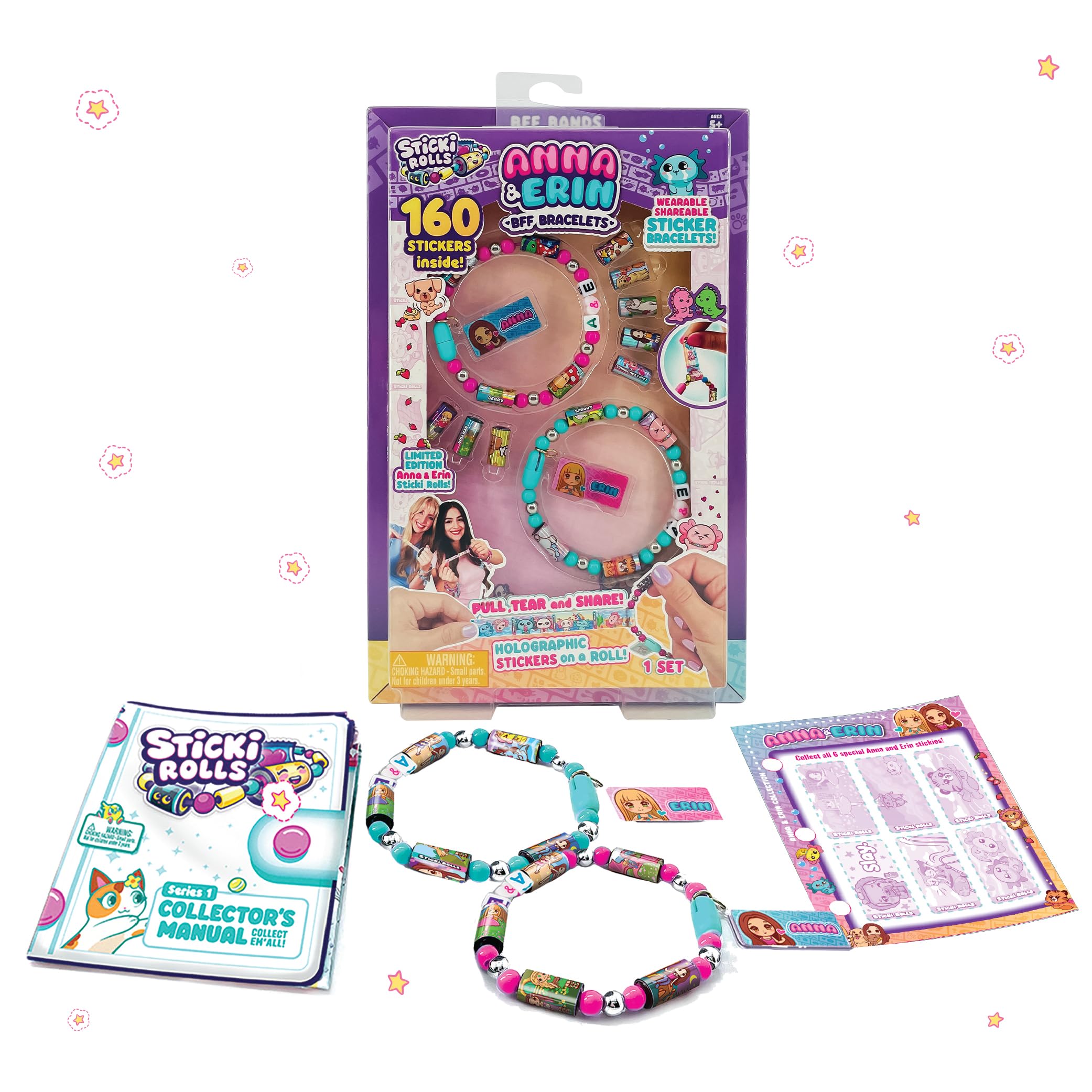 Sky Castle Sticki Rolls Anna & Erin BFF band front view, perfect for sharing with a best friend.