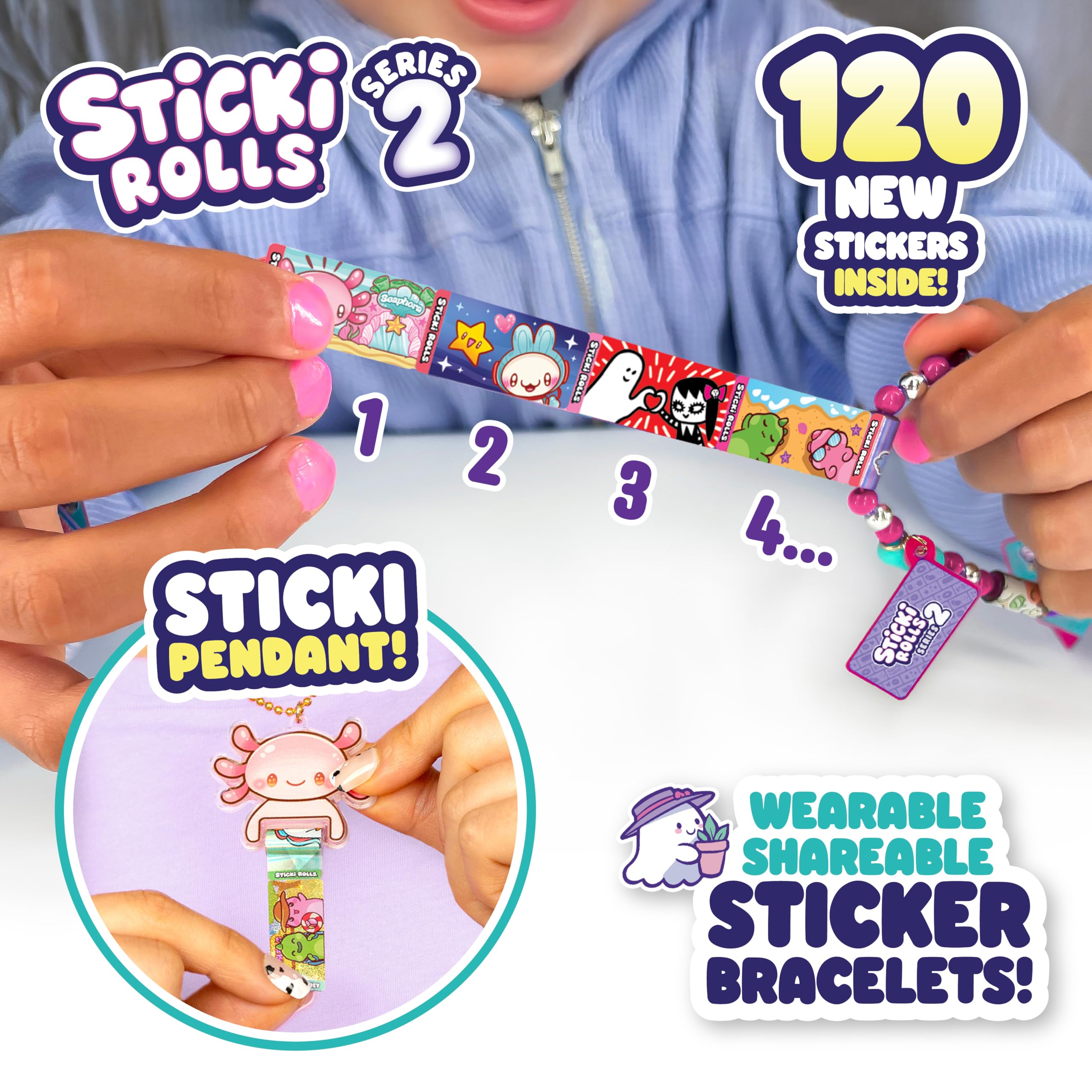 Sky Castle Sticki Rolls bracelet display with removable stickers.