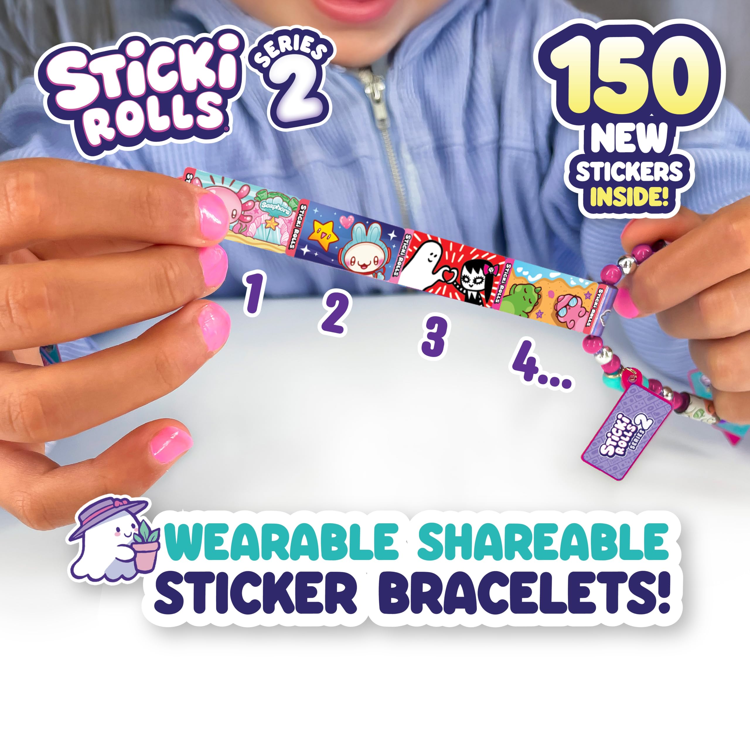 Sky Castle Sticki Rolls inside-pack view showing 150 stickers ready to decorate laptops and notebooks.