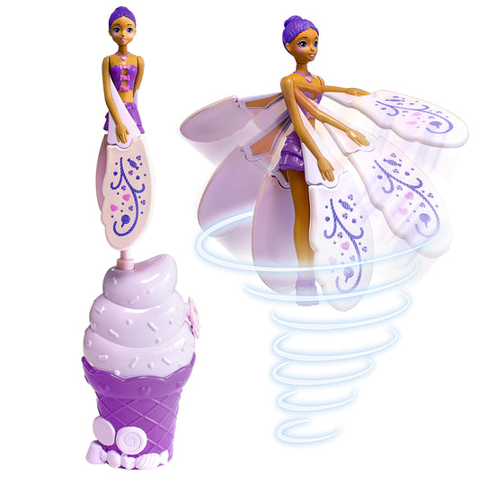 Sky Dancers Purple Licious doll pull-string in action for indoor and outdoor play.