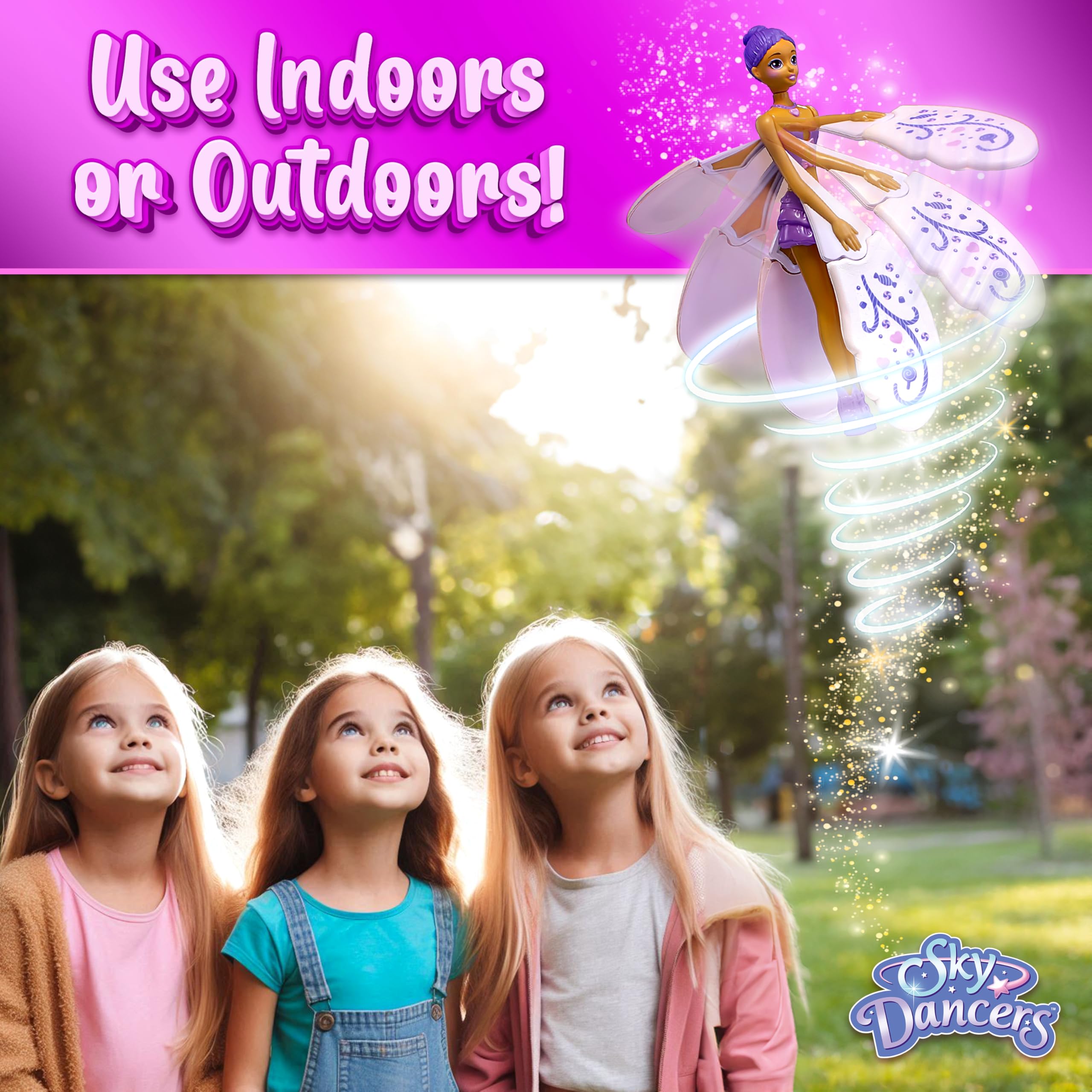 Sky Dancers Purple Licious indoor-outdoor use fits lively playrooms and yards.
