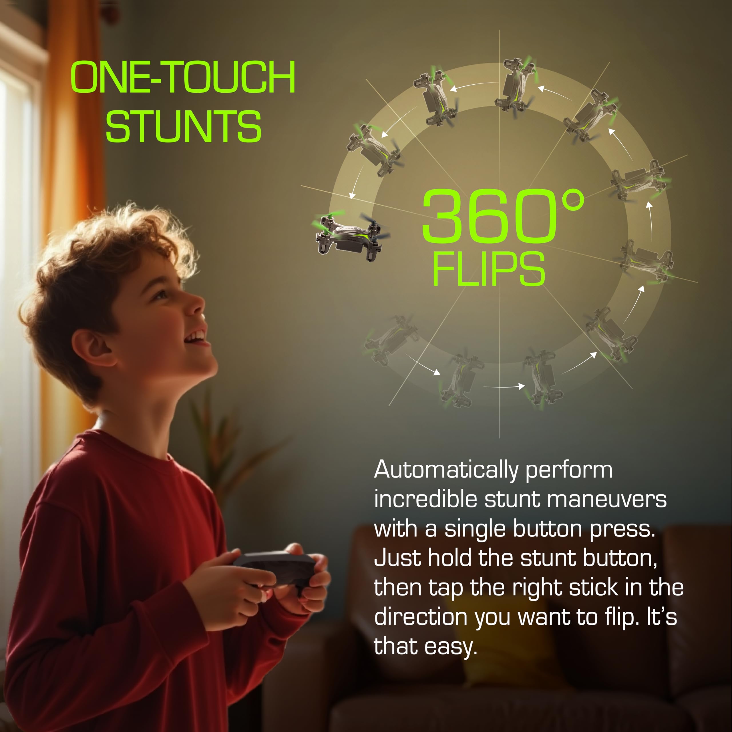 Sky Viper Dash Nano rechargeable battery powers longer indoor sessions.