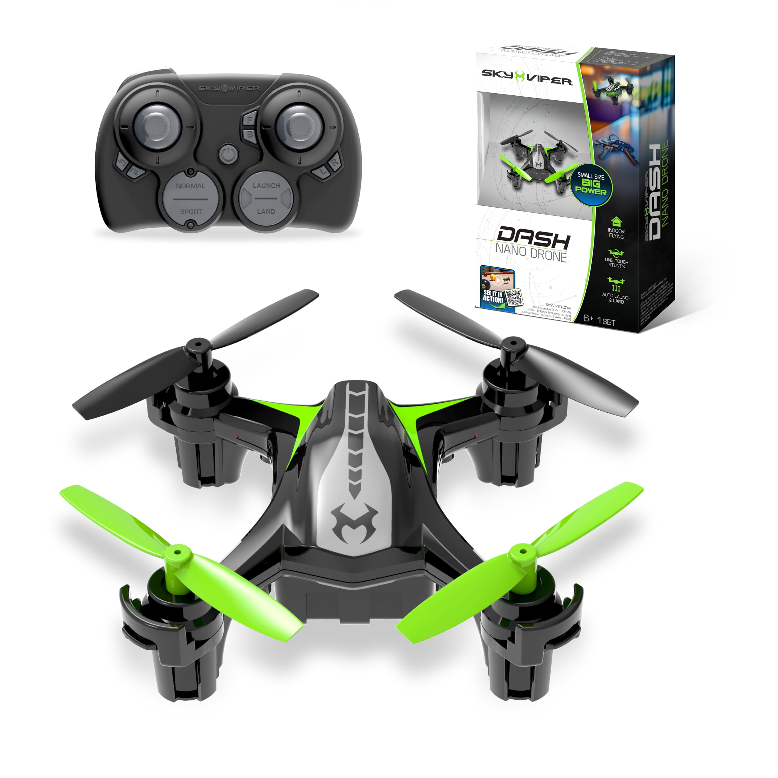 Sky Viper Dash Nano in flight delivering precise indoor control.