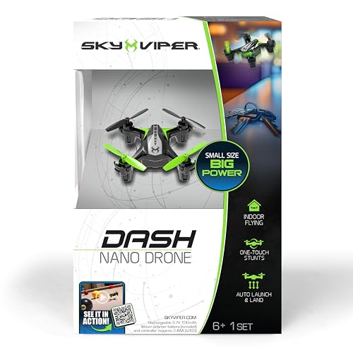 Sky Viper Dash Nano remote control enables quick, responsive handling.