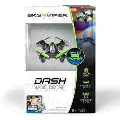 Sky Viper Dash Nano remote control enables quick, responsive handling.