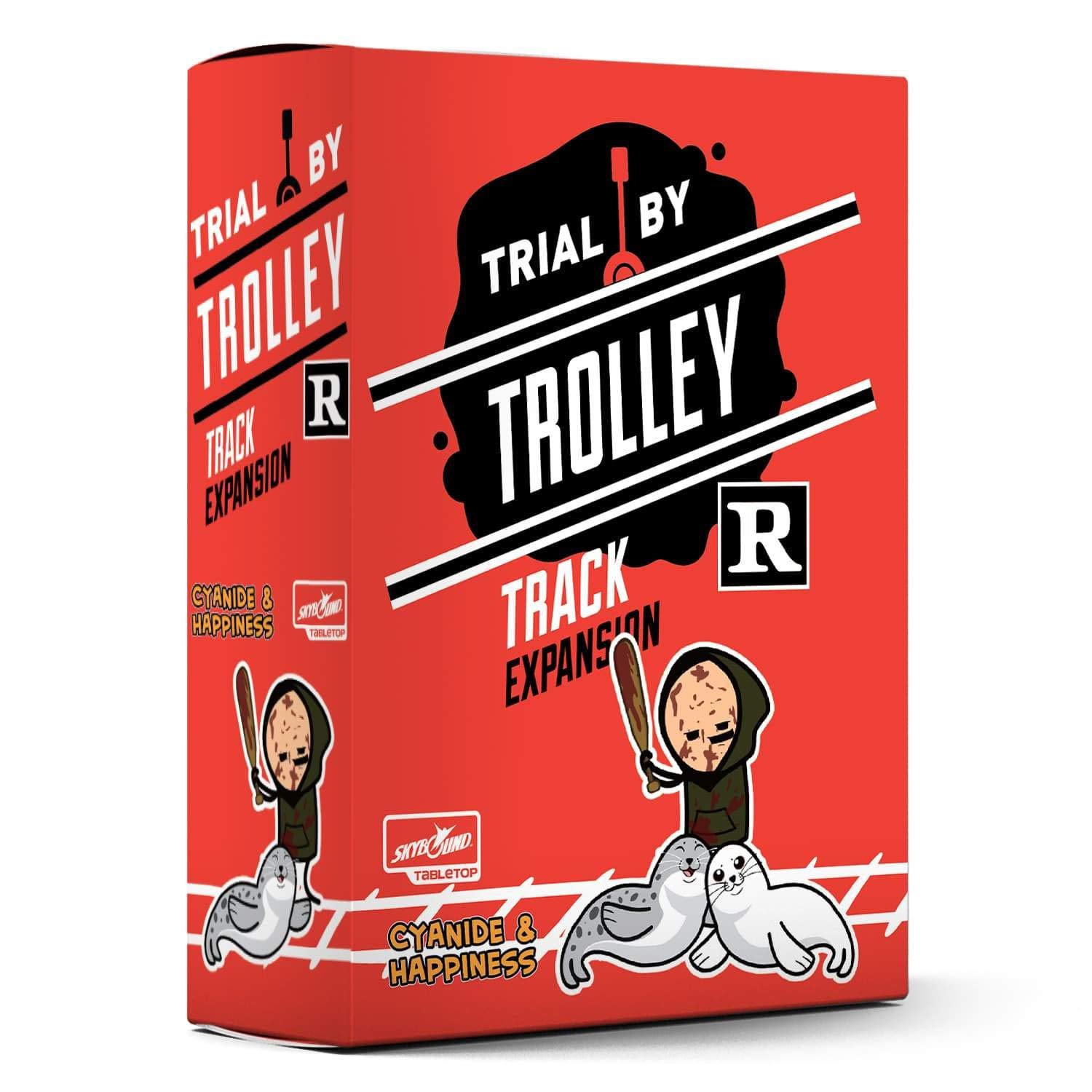 Skybound R-Rated Tracks cover art evokes bold, edgy gameplay for Trial by Trolley.