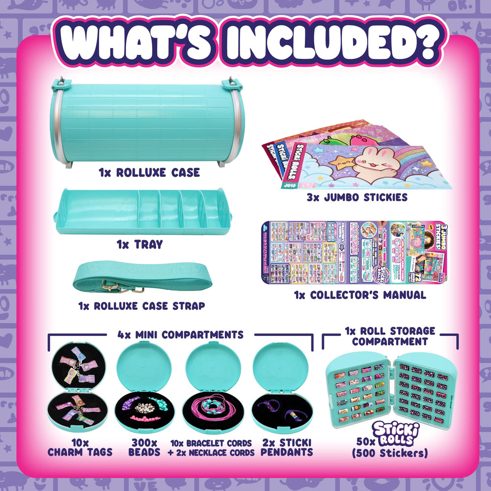Sky Castle Sticki Rolluxe 2 teal personalize purse feature for custom Stickies.