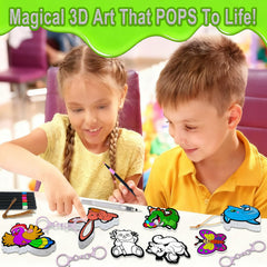 Skyenchant Aqua markers add vibrant color to each animal before activation.