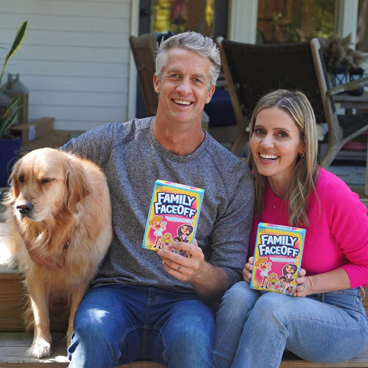 Family Faceoff players laugh and compete, ideal for rainy day gatherings