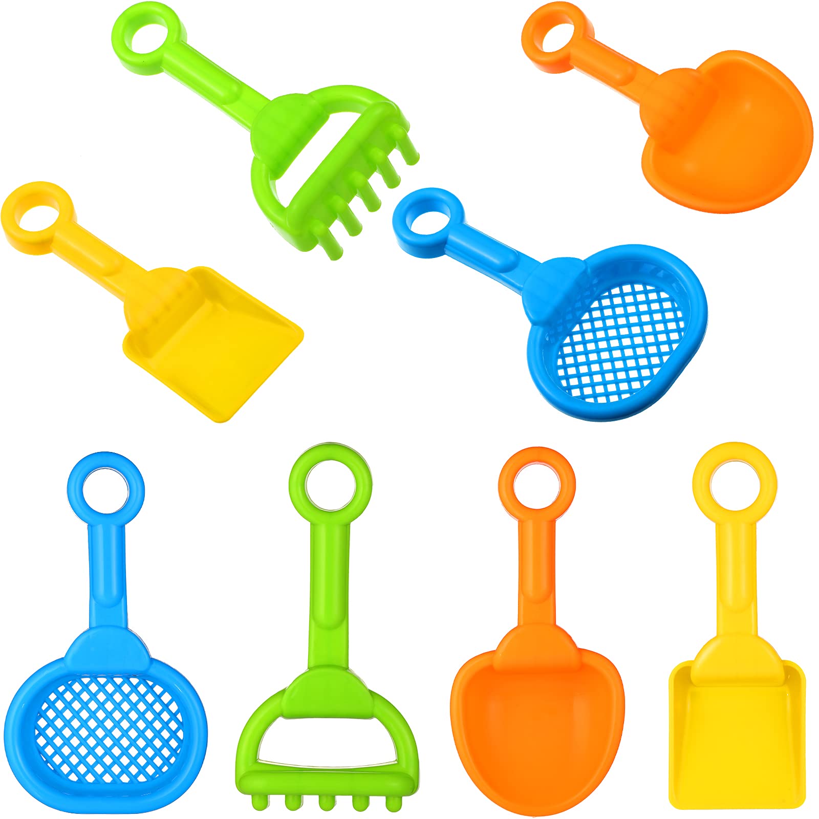 Skylety 8-piece colorful sand shovels set for outdoor play and creative digging.
