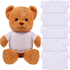 Skylety bear shirt white 6-pack showing soft fabric for plush toys and easy styling