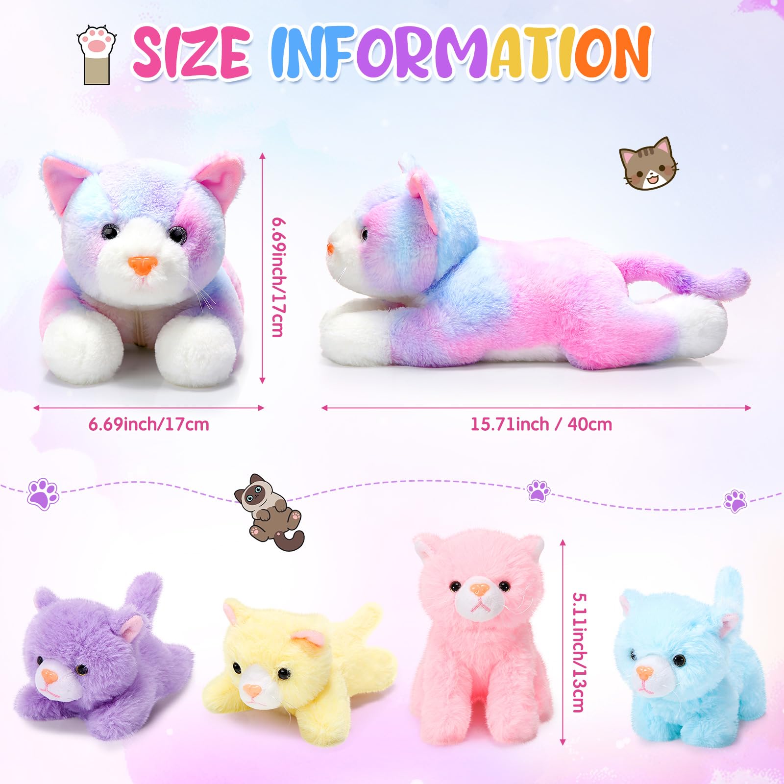 Skylety kittens inside mommy belly plush set for imaginative play