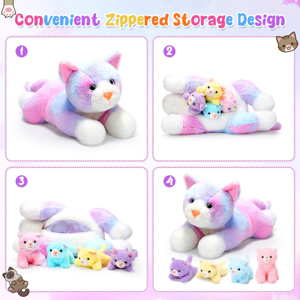 Soft colorful Skylety fabric on plush cats for gentle touch