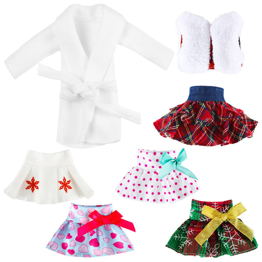 Skylety fluffy vest for Christmas dolls adds cozy festive styling